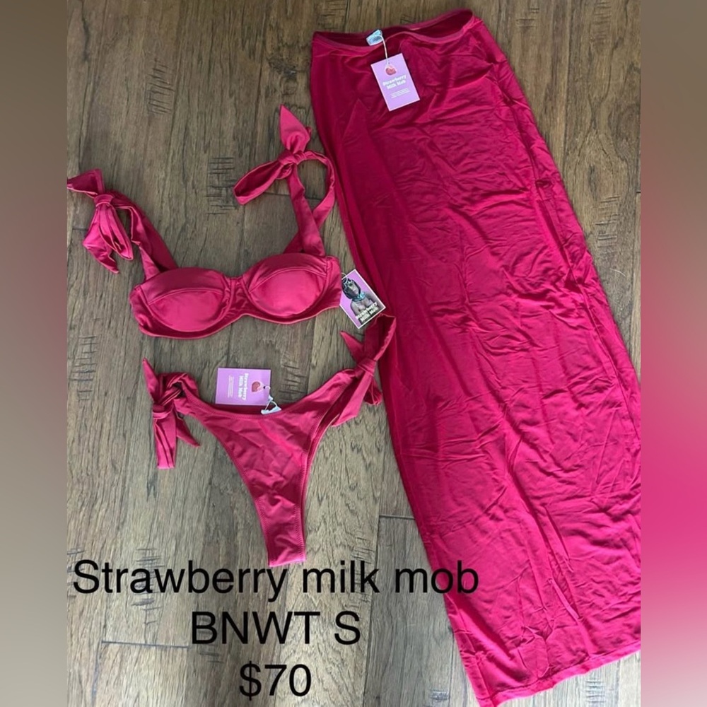 Strawberry Milk Mob Women's Pink Bathing Suit Set
